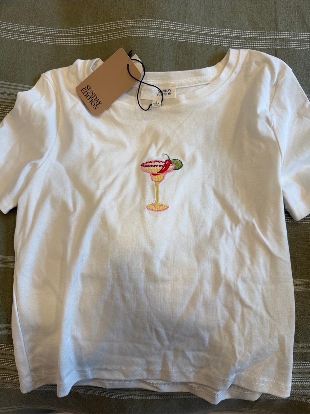 White Embroidered Cocktail Tee